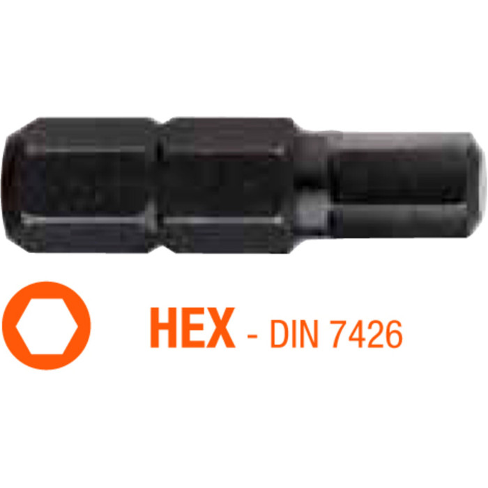 Насадка викруткова USH Industry : HEX 2.5 x 25 мм шестигранна, Уп. 10 шт.