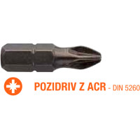 Насадка викруткова USH Industry : Pozidriv ACR PZ2 x 25 мм (з зубцями) Уп. 5 шт.