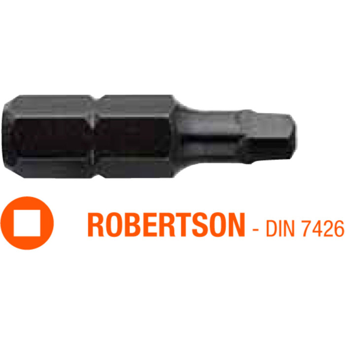 Насадка викруткова USH Industry : Robertson R2 x 25 мм, Уп. 5 шт.