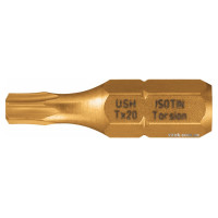 Насадка отверточная USH ISOTIN: TORX T10 x 25 мм. Torsion, титановое покрытие. Уп. 10 шт.