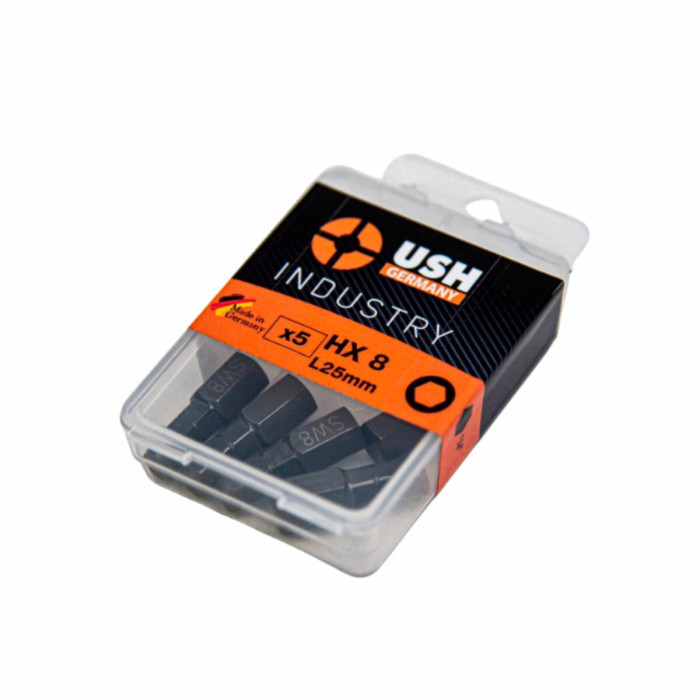 Насадка отверточная USH Industry. HEX 8x25 мм, Уп. 5 шт.