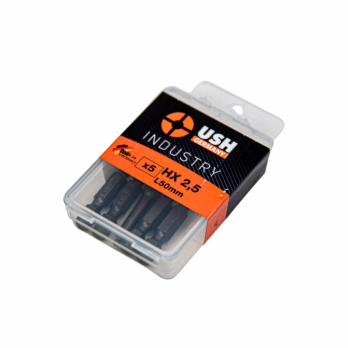 Насадка викруткова USH Industry з кулястим наконечником подовжена: HEX 2,5 x 50 мм, Уп. 5 шт.