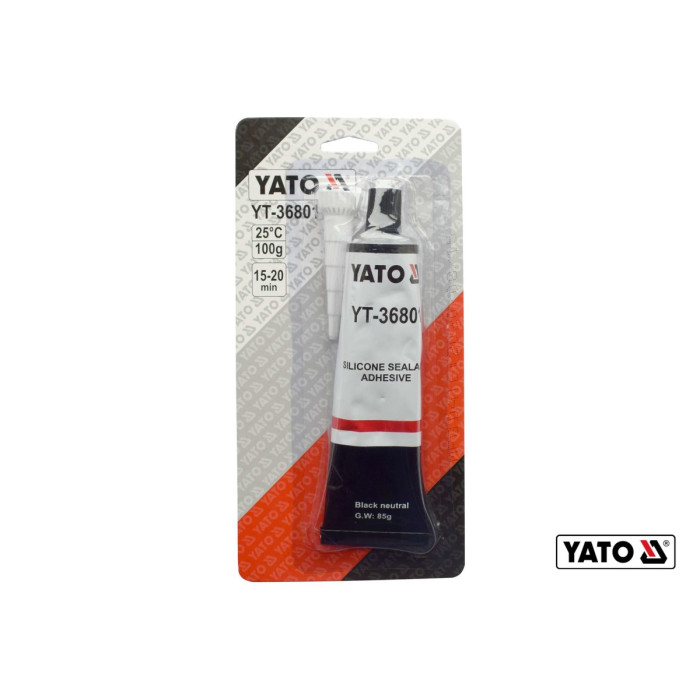 Клей-герметик силіконовий термо- і оливостійкий YATO чорний, в тюбику 85 г [12/144]