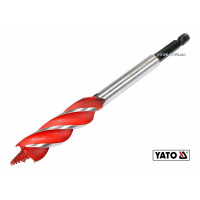 Сверло по дереву YATO: &Oslash;=16 мм, L=165 мм, HRC 40-45 с 4 кромками, HEX-1/4" [100]