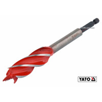 Сверло по дереву YATO: &Oslash;=20 мм, L=165 мм, HRC 40-45 с 4 кромками, HEX-1/4" [75/150]