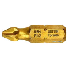 Насадка отверточная USH ISOTIN: PHILIPS PH2 x 25 мм (Титановое покрытие) Уп. 100 шт.