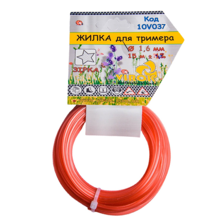 Жилка для триммера "ЗВЕЗДА" TM VIROK: &Oslash;= 1,6 мм, l= 15 м
