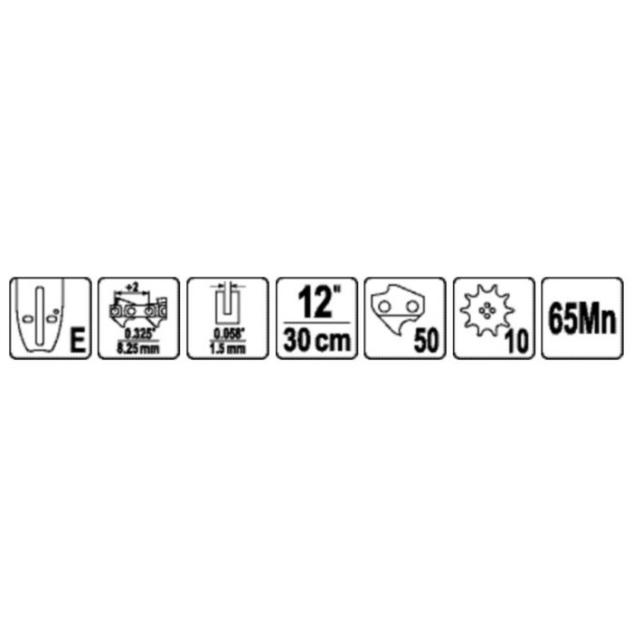 Шина для пили YATO l= 12"/ 30 см (50 ланок)0,325" (8,25 мм).Т-0,058" (1,5мм)YT-849395, YT-84963 [20]