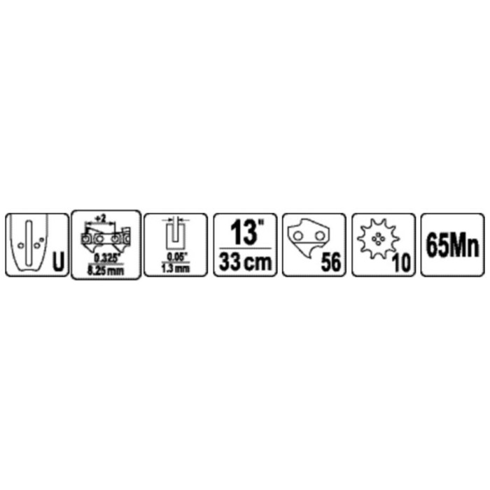 Шина для пили YATO l= 13"/ 33 см (56 ланок) 0,325" (8,25 мм).Т-0,05" (1,3 мм)---YT-849449 [20]