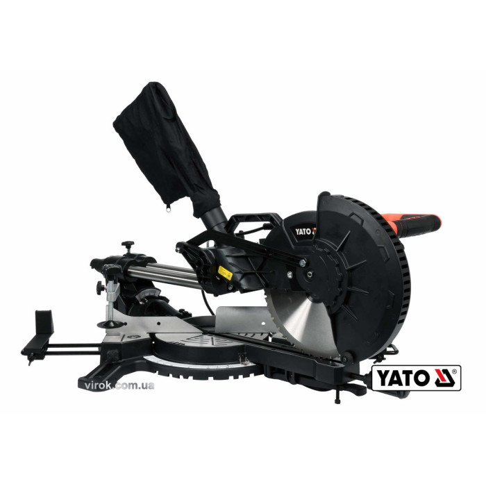 Пила торцьовальна з протяжкою YATO: P=1.8кВт,диск Ø=255/25.4(30.0мм, різ 90°-45° (Дерево/Метал) [1]
