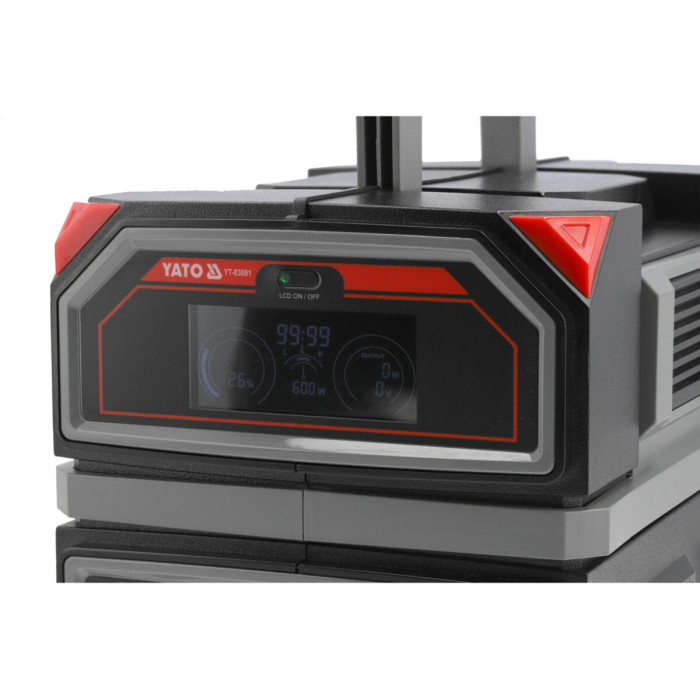 Портативна станція YATO 504 ВтГод, вихід 600/1200Вт, порти: 230V AC, різні USB