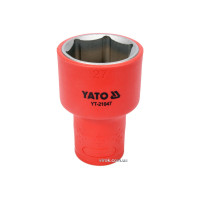 Головка торц. диэлектр. 6-гранная YATO: квадрат 1/2", М=27 мм, L=60/38 мм, VDE корпус до 1000V (DW)