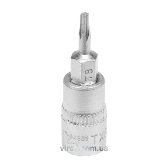 Головка торцева YATO квадрат 1/4 "TORX" Т8, L= 37 мм [150/600]