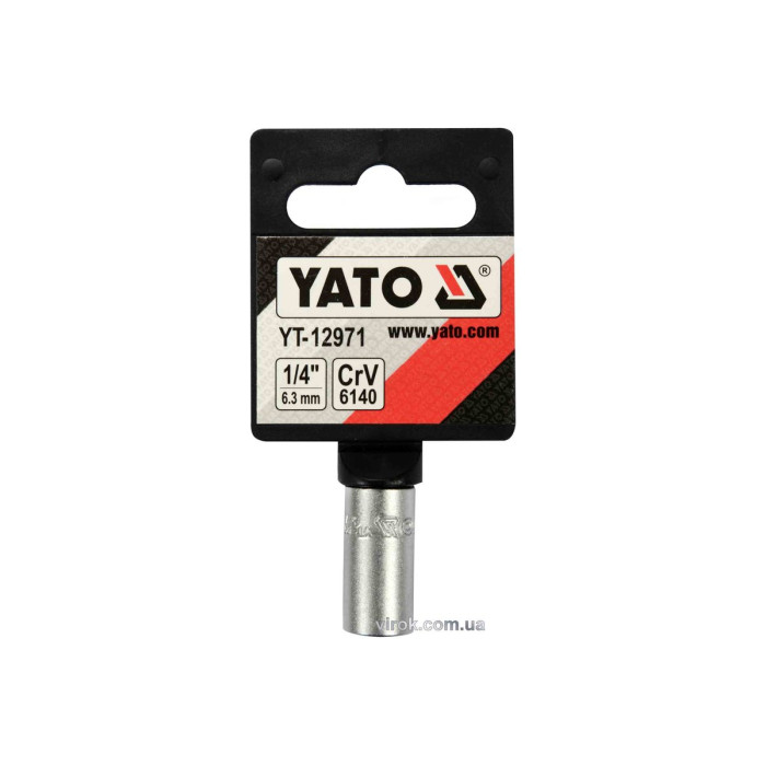 Перехідник для насадок викруткових YATO : квадрат 1/4"(F) HEX- 1/4 (M)6,3 мм, CrV [Блістер] [5]