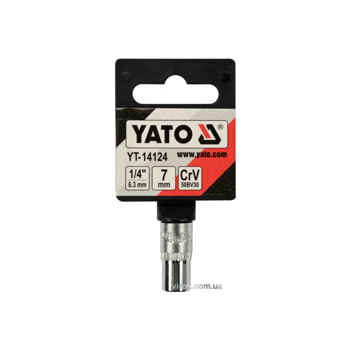 Головка торцева 6-гранна YATO : квадрат 1/4", М7, CrV [Блістер] [12/360]
