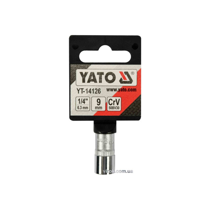 Головка торцева 6-гранна YATO : квадрат 1/4", М9, CrV [Блістер] [6/360]