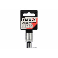 Головка торцева YATO : квадрат 1/2", SPLINE M10 мм, L= 38 мм. CrV [Блістер] [10/200]