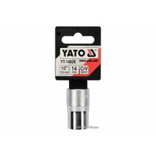 Головка торцева YATO : квадрат 1/2", SPLINE M14 мм, L= 38 мм. CrV [Блістер] [10/200]