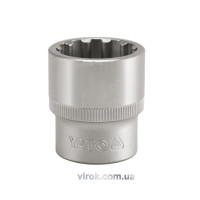 Головка торцева YATO : квадрат 1/2", "Spline", M= 18 мм, L= 38 мм [12/120/240]