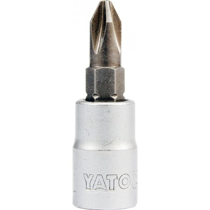 Головка торцева з квадр. 1/4" YATO з хрестоподібною вставкою PH3, Nm=44,4 [10/100] (DW)