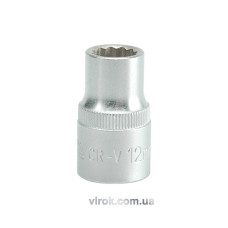 Головка торцева 12-гранна YATO : квадрат 1/2", М= 12 мм, L= 38 мм [12/120/240]