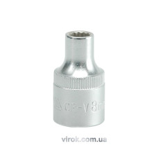Головка торцева 12-гранна YATO : квадрат 1/2", М= 8 мм, L= 38 мм [12/120/240]