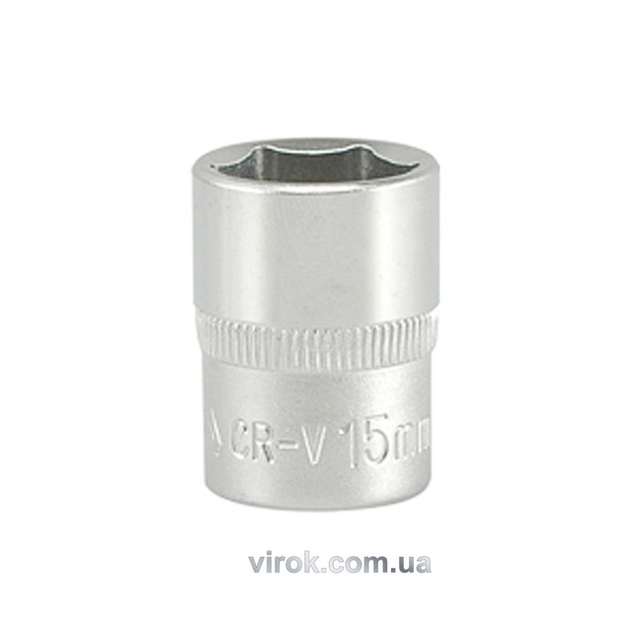 Головка торцева 6-гранна YATO : квадрат 3/8", М= 15 мм, L= 28 мм [12/240/480]