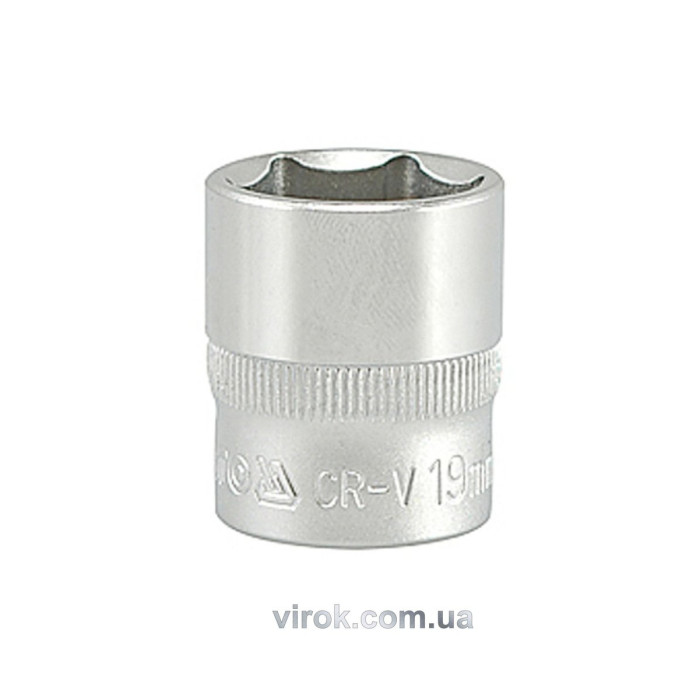 Головка торцева 6-гранна YATO : квадрат 3/8", М= 19 мм, L= 30 мм [12/120/240]