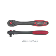 Трещатка YATO : квадрат 3/8", 72T, L= 202 мм, изогнутая ручка покрыта пластиком [6/24/48]