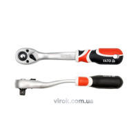 Тріщатка YATO : квадрат 1/2", L= 255 мм, 72T, вигнута ручка [6/24]