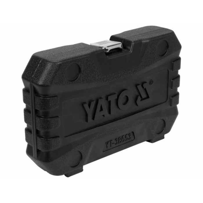 Набір головок торцевих наскрізних SPLINE YATO: квадрат 3/8" і 1/2", М10-М24 з храповим воротком [10]