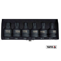 Набір насадок викруткових ударних YATO: TORX/SPLINE T70-100, M16-M18. квадрат 3/4". Cr-Mo. 6 Од [10]