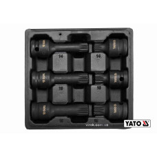 Набір насадок викруткових ударних YATO: SPLINE M14 M16 M18 квадрат 1/2". L= 43/78мм CrMo, 6 Од. [20]