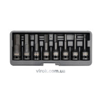 Набір насадок викруткових ударних YATO : HEX M6-M19. 6-гр. квадрат 1/2". 8 Од. [10]