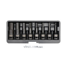 Набір насадок викруткових ударних YATO : HEX M6-M19. 6-гр. квадрат 1/2". 8 Од. [10]
