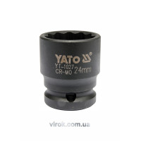 Головка торцева ударна 12-гранна YATO : для ступиць, квадрат 1/2", М= 24 мм, L= 39 мм [10/120]