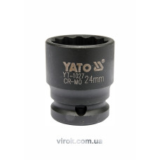 Головка торцева ударна 12-гранна YATO : для ступиць, квадрат 1/2", М= 24 мм, L= 39 мм [10/120]