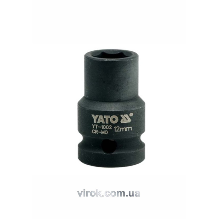 Головка торцева ударна 6-гранна YATO : квадрат 1/2", М= 12 мм, L= 39 мм [60/240]