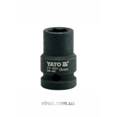 Головка торцева ударна 6-гранна YATO : квадрат 1/2", М= 13 мм, L= 39 мм [60/240]