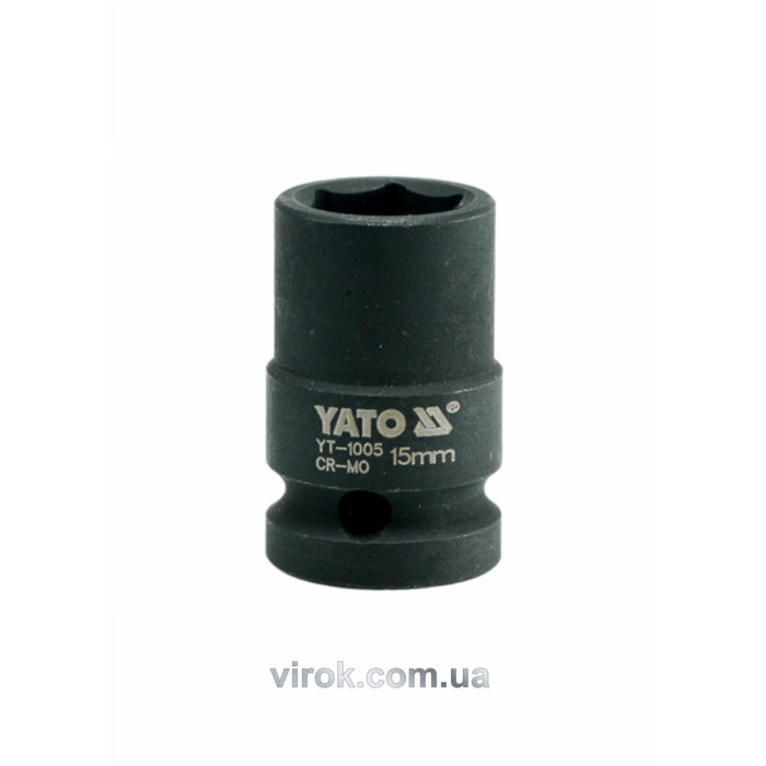 Головка торцева ударна 6-гранна YATO : квадрат 1/2", М= 15 мм, L= 39 мм [40/160]