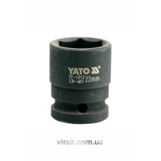 Головка торцева ударна 6-гранна YATO : квадрат 1/2", М= 22 мм, L= 39 мм [30/120]