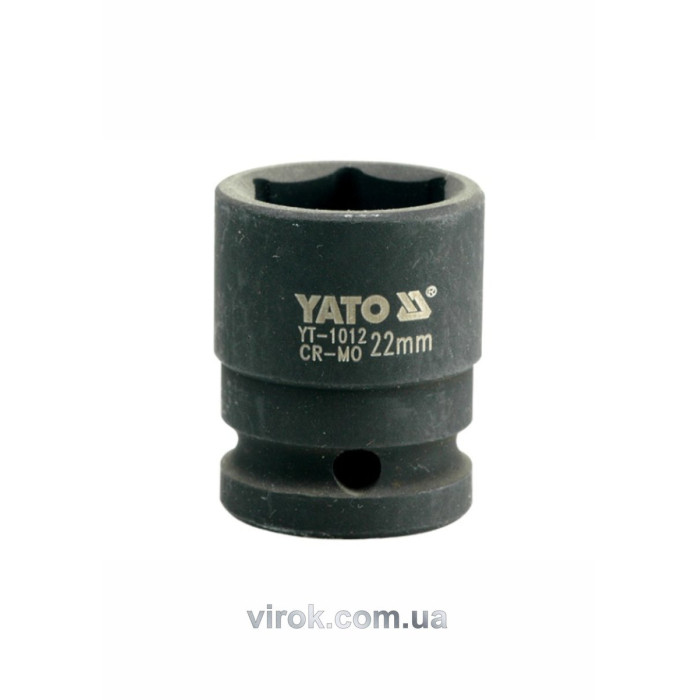 Головка торцева ударна 6-гранна YATO : квадрат 1/2", М= 22 мм, L= 39 мм [30/120]