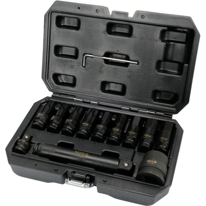 Набір насадок викруткових ударних YATO : TORX/HEX до квадратів 1/2", 3/4", 12 елем.. [5]