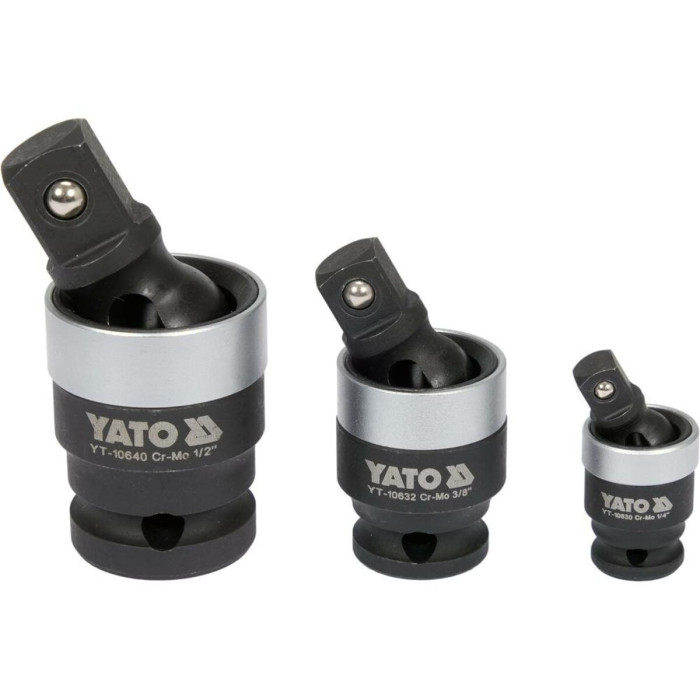 Подовжувачі карданні ударні YATO: квадрати- 1/2", 3/8", 1/4", 3 шт [5/20]