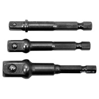 Держатели-адаптеры торцевых головок YATO: HEX 1/4" - 1/4", 3/8", 1/2", 3 шт.[20/100]