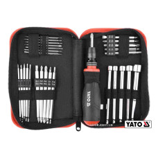 Викрутка реверсивна з набором біт YATO : HEX-1/4", CrV, 28 шт + чохол [6/12]