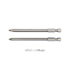 Набір насадок викруткових YATO : "Philips" PH1,PH2, L= 100 мм, квадрат 1/4". 2 шт. [25/100]