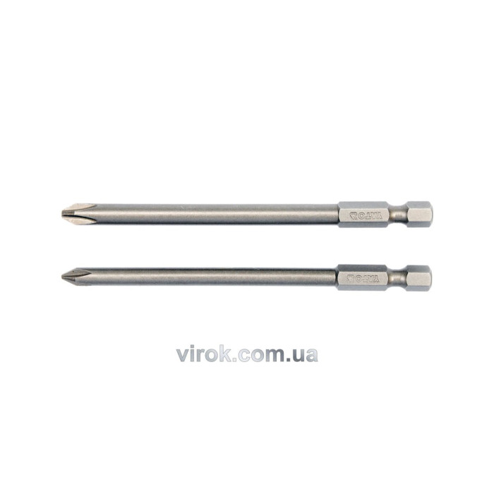 Набір насадок викруткових YATO : "Philips" PH1,PH2, L= 100 мм, квадрат 1/4". 2 шт. [25/100]