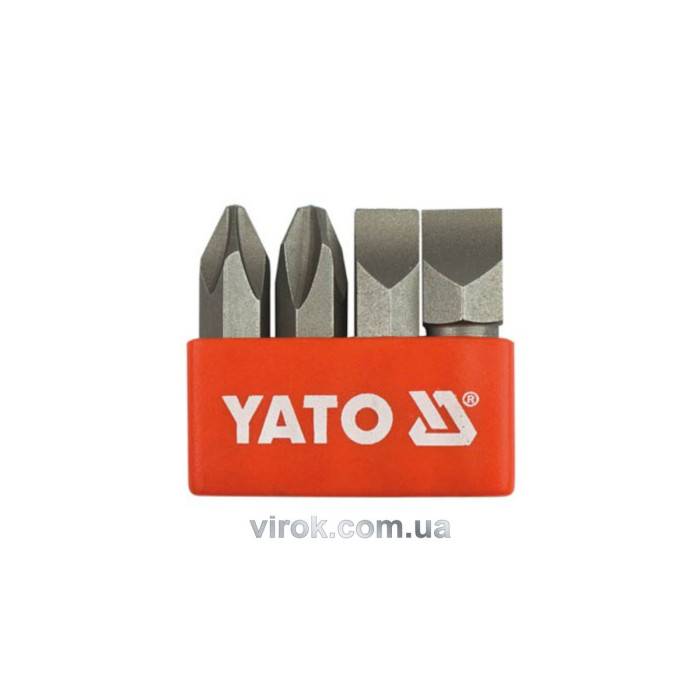 Викруткові вставки ударні YATO: хрест. і плаский шліци: PH2/3 і S8/10х36мм, HEX Ø= 5/16" 4шт[10/100]