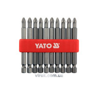 Насадки отверточные YATO: "Philips" PН2 x 75 мм. HEX 1/4". 10 шт [25/200]